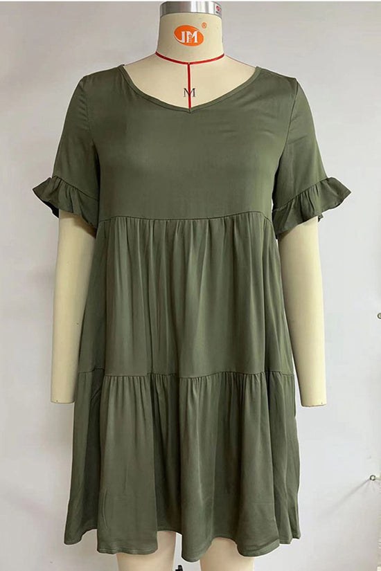 Tiered V-Neck Casual Dress