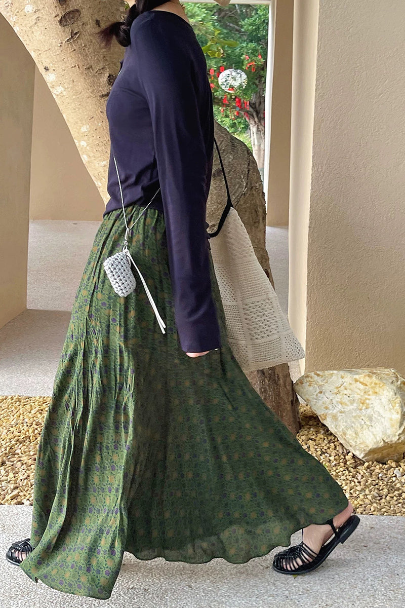 Elegant Patterned Midi Skirt