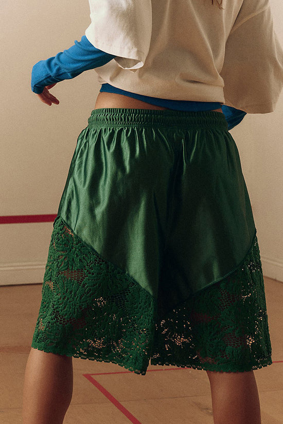 Sleek Lace-Panel Casual Shorts