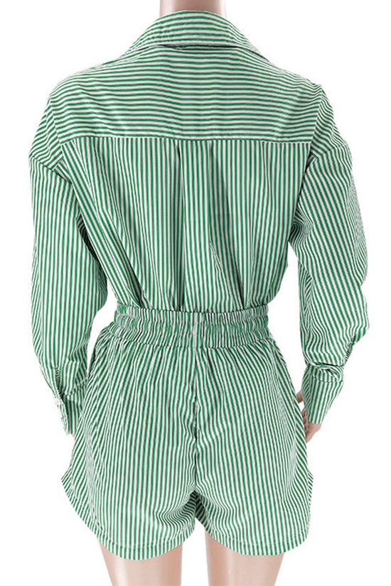 Striped Oversized Shirt and Shorts Set