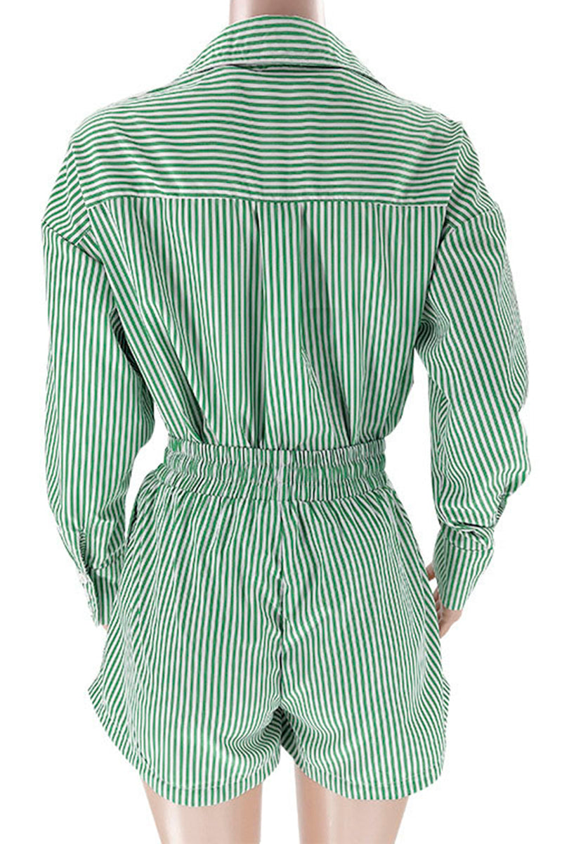 Striped Oversized Shirt and Shorts Set