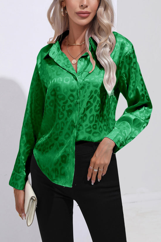 Chic Leopard Print Button-Down Blouse
