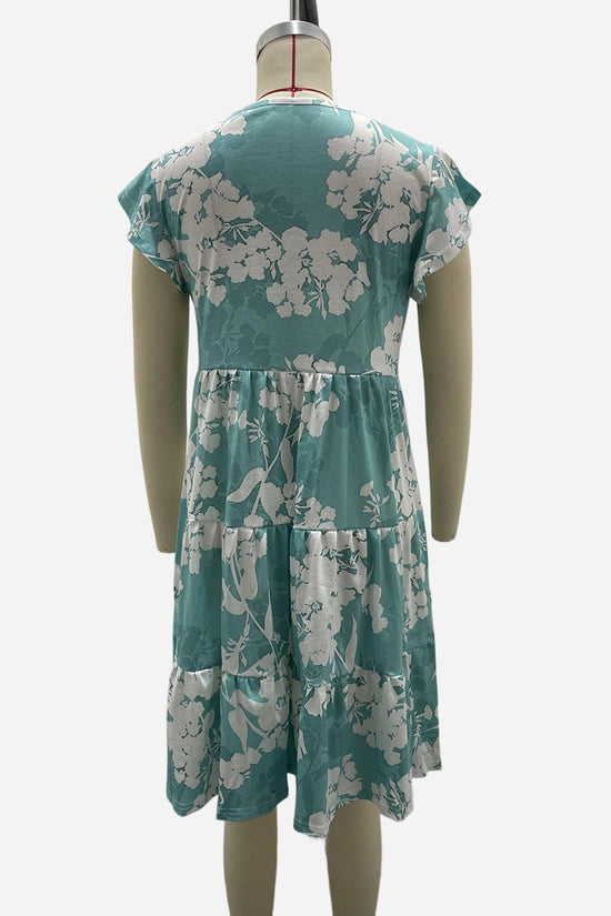 Floral Ruffle Sleeve Casual Dress