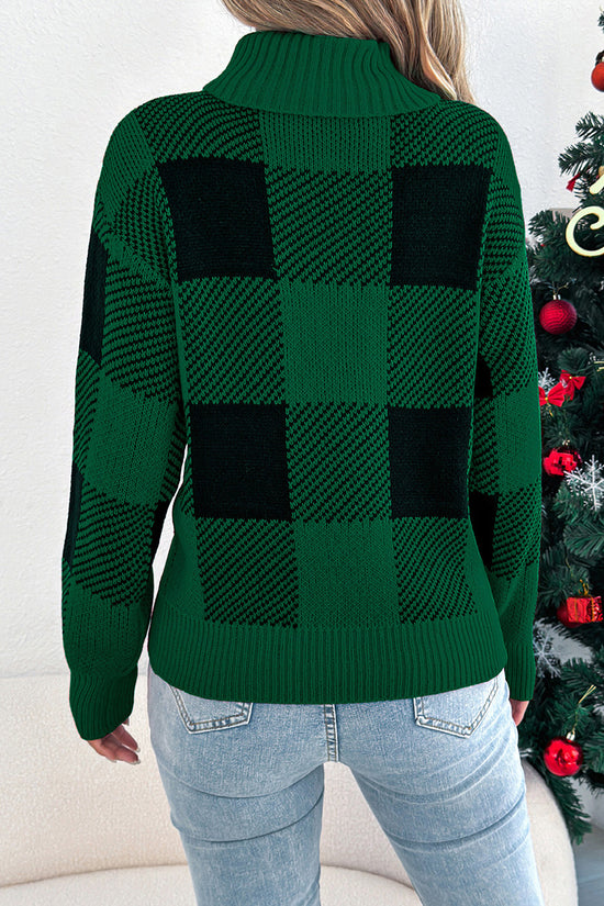 Checkered Turtleneck Sweater