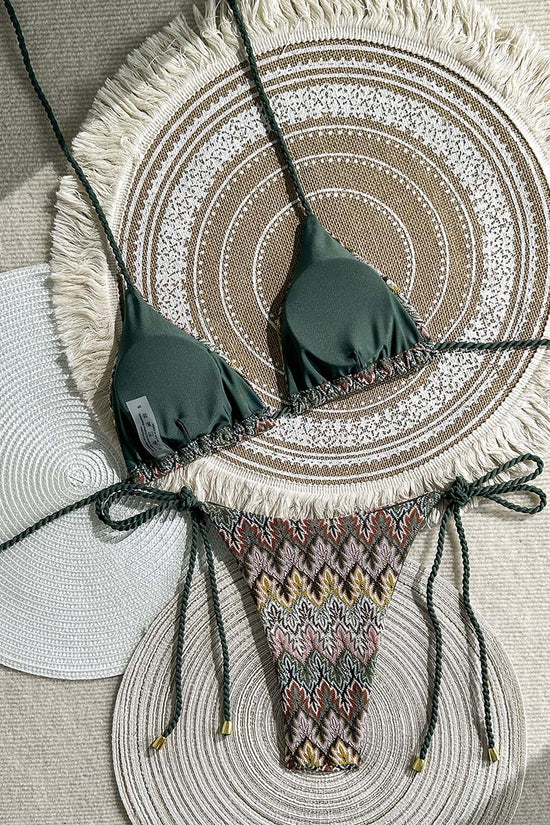 Patterned Triangle Tie Bikini Set