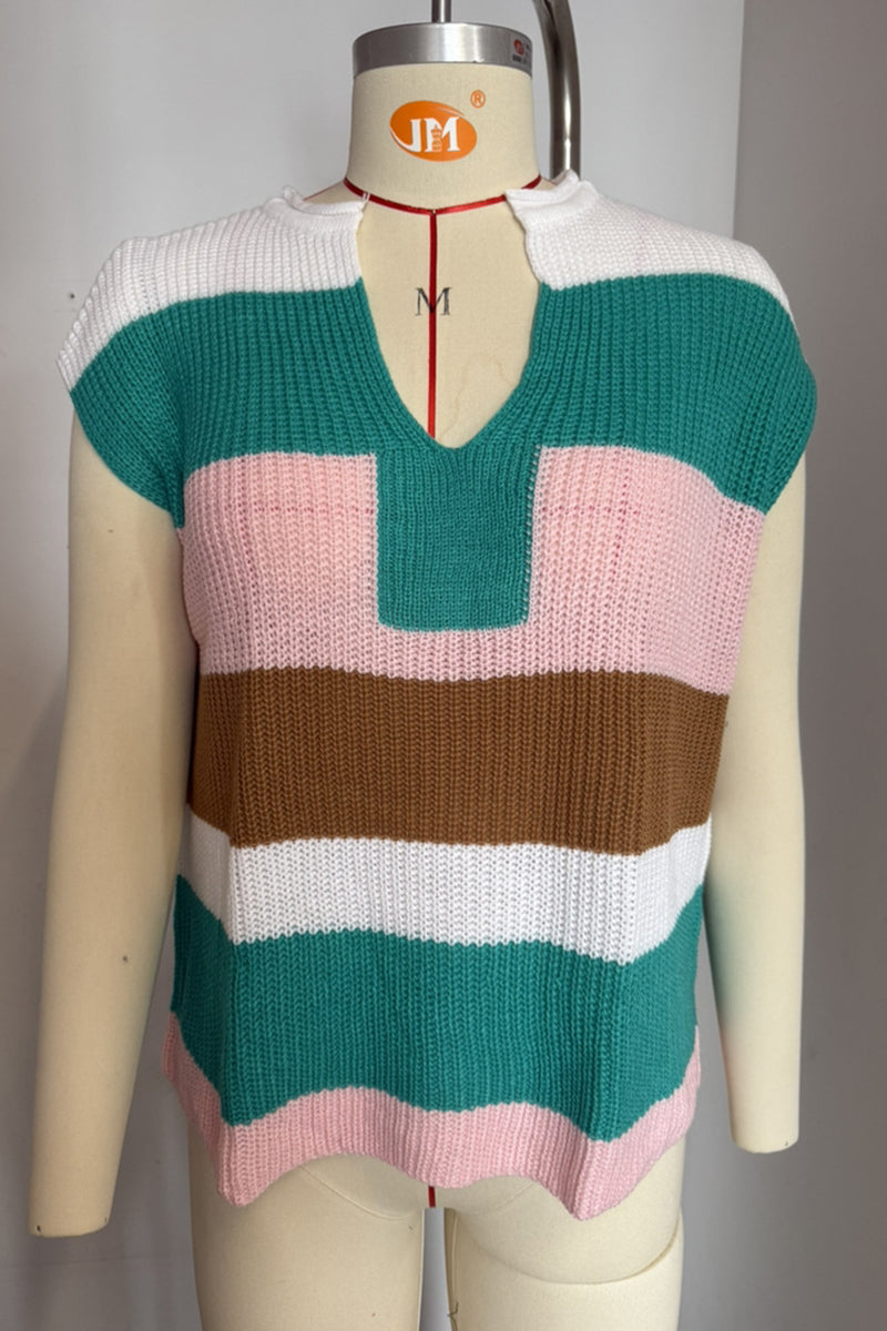 Striped Short Sleeve Knit Top