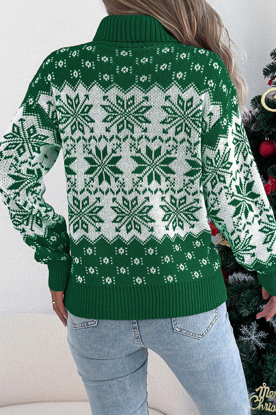 Festive Snowflake Turtleneck Sweater