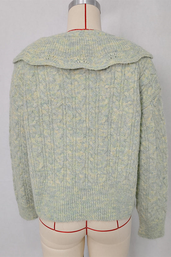 Cable Knit Sweater with Scalloped Collar