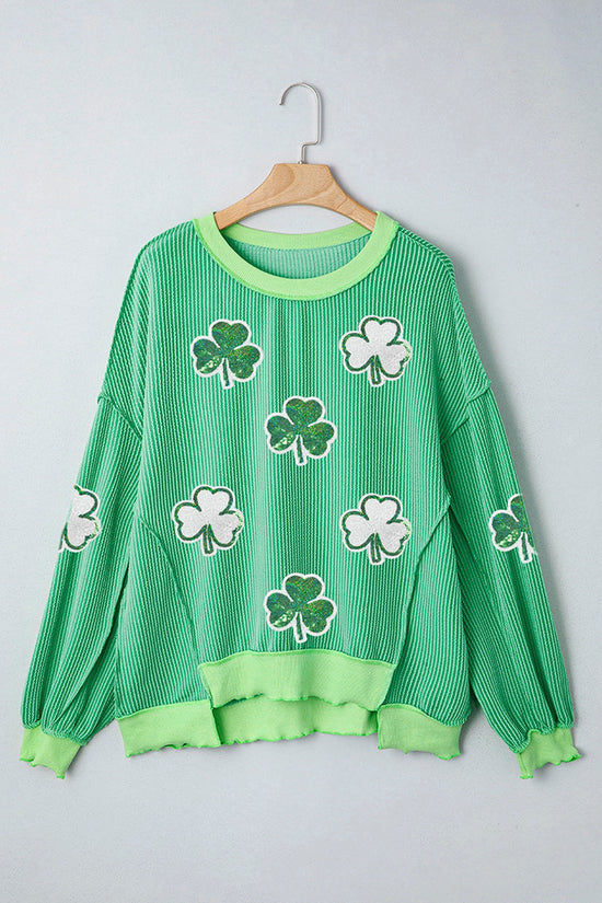 Twisted Rib Clover Detail Loose Pullover