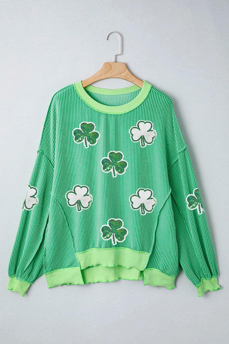 Twisted Rib Clover Detail Loose Pullover