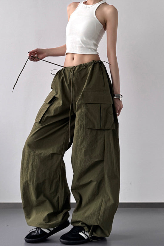 Floral Wide-Leg Cargo Pants