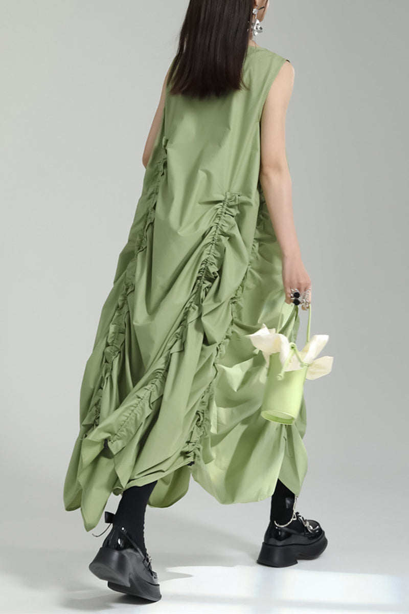 Sleeveless Draped Casual Maxi Dress