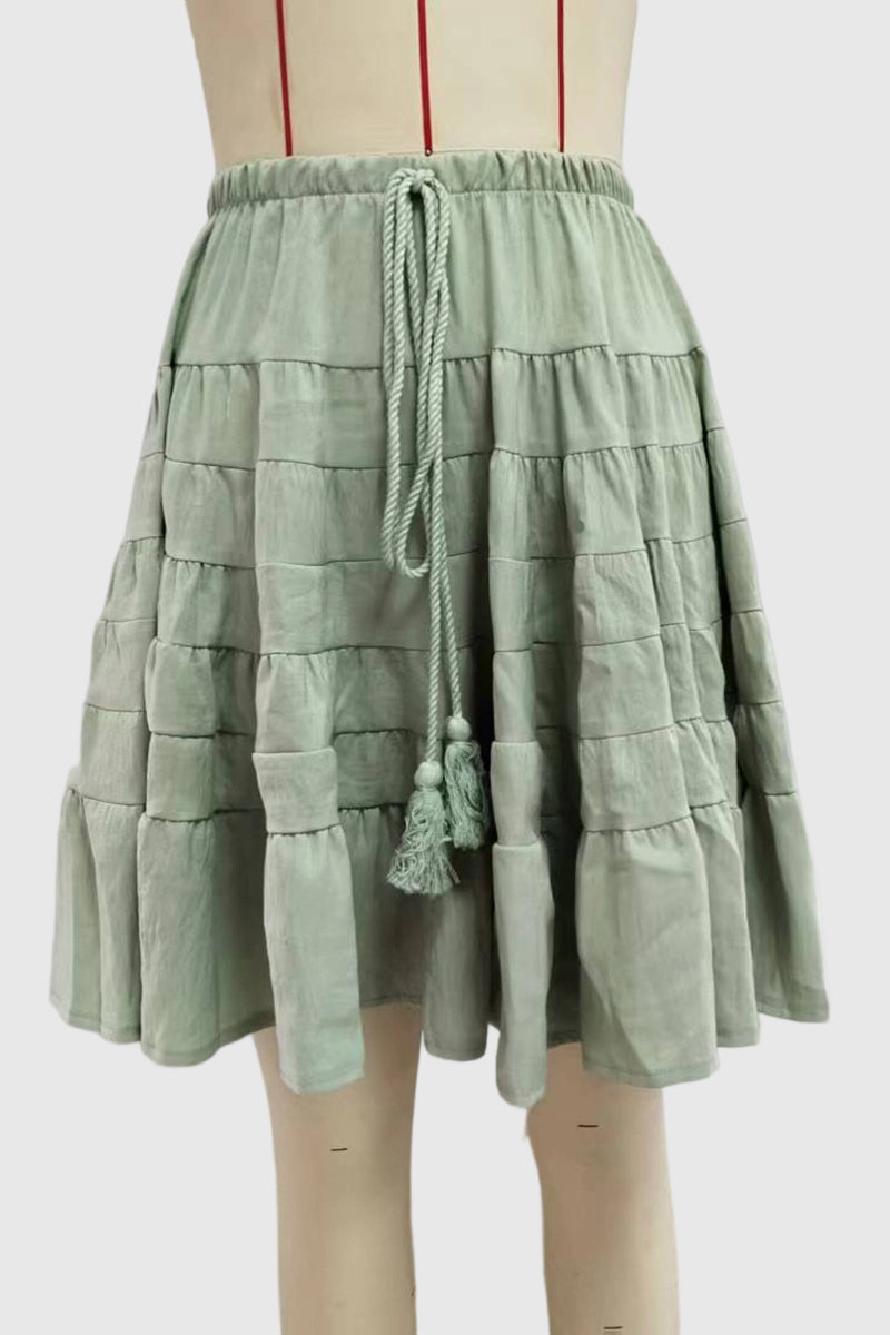 Ruffled Layered Midi Skirt