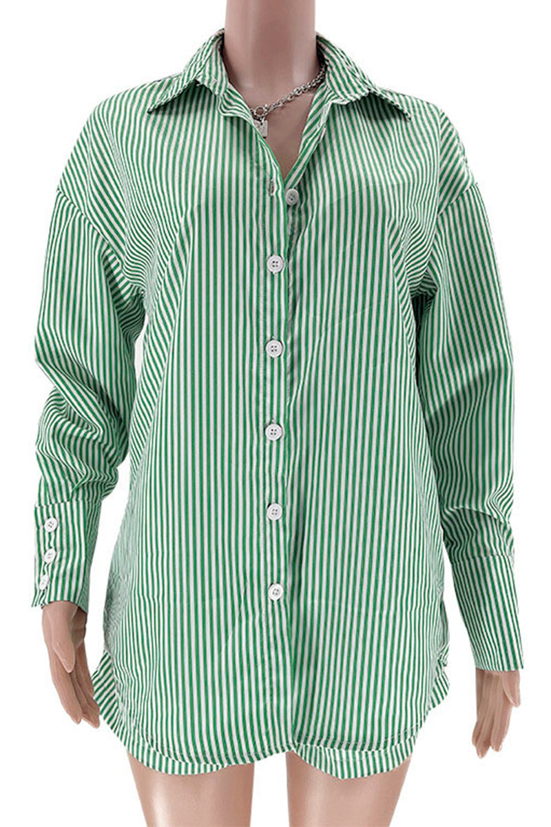 Striped Oversized Shirt and Shorts Set