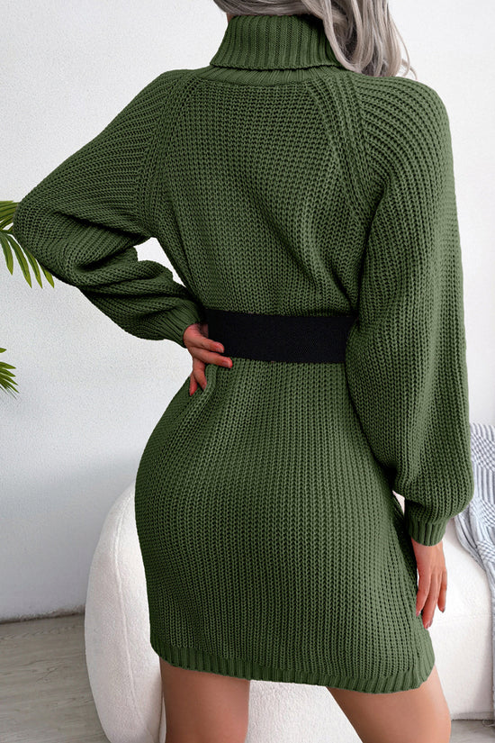 High Neck Knit Casual Dress