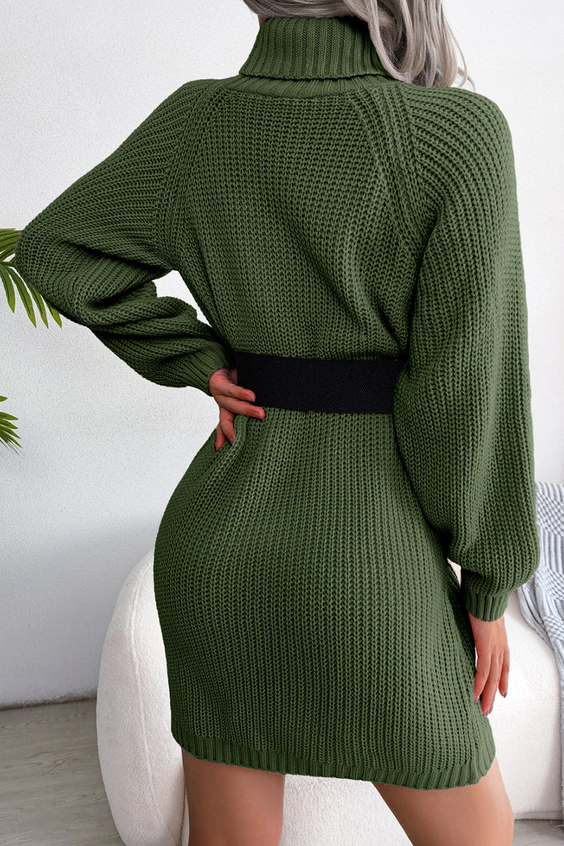 High Neck Knit Casual Dress