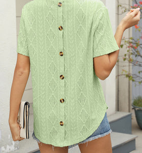 Button-Back Diamond Pattern Tee