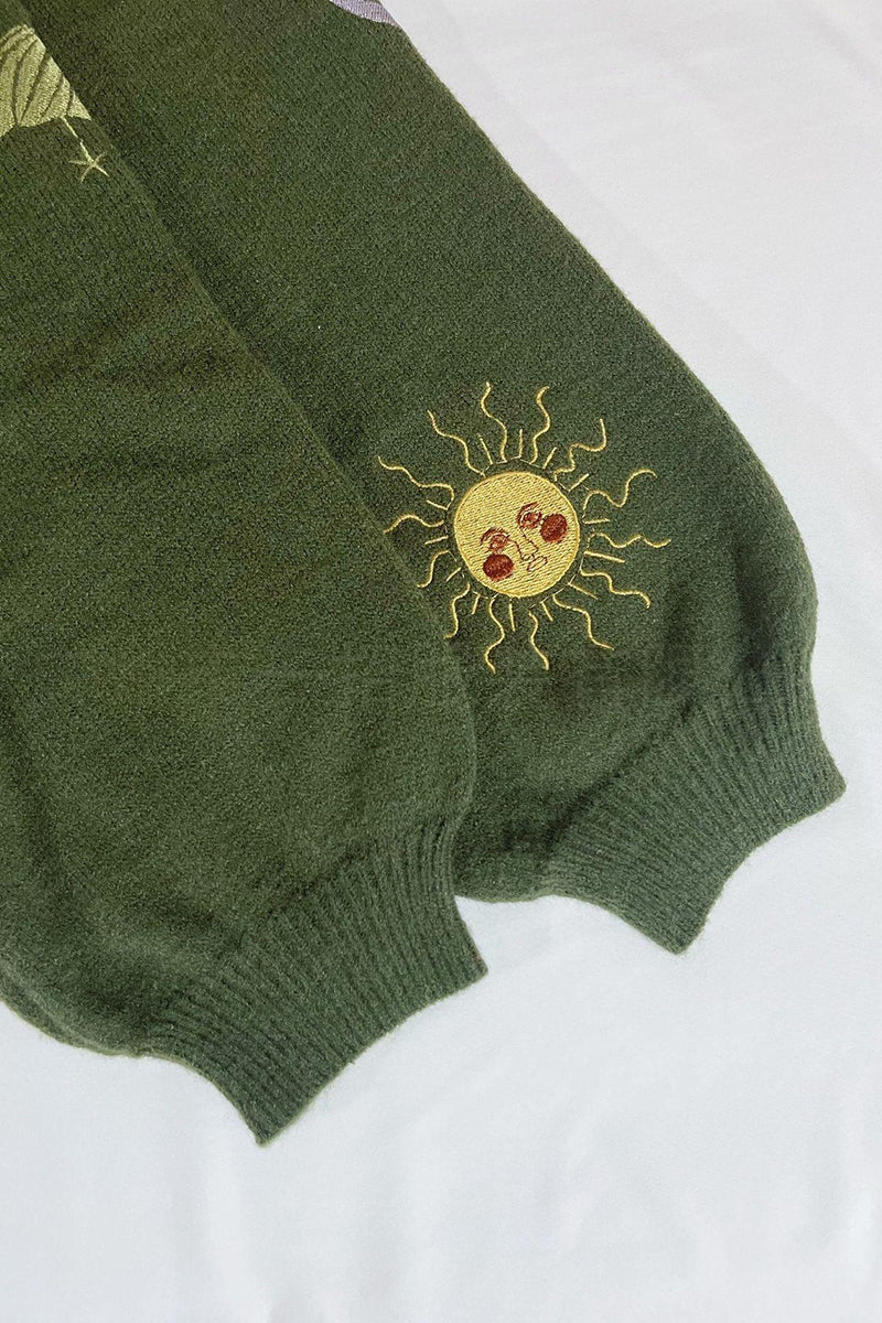 Celestial Patterned Button-Up Cardigan