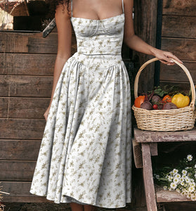 Elegant Floral Sleeveless Casual Midi Dress