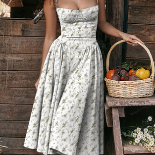 Elegant Floral Sleeveless Casual Midi Dress