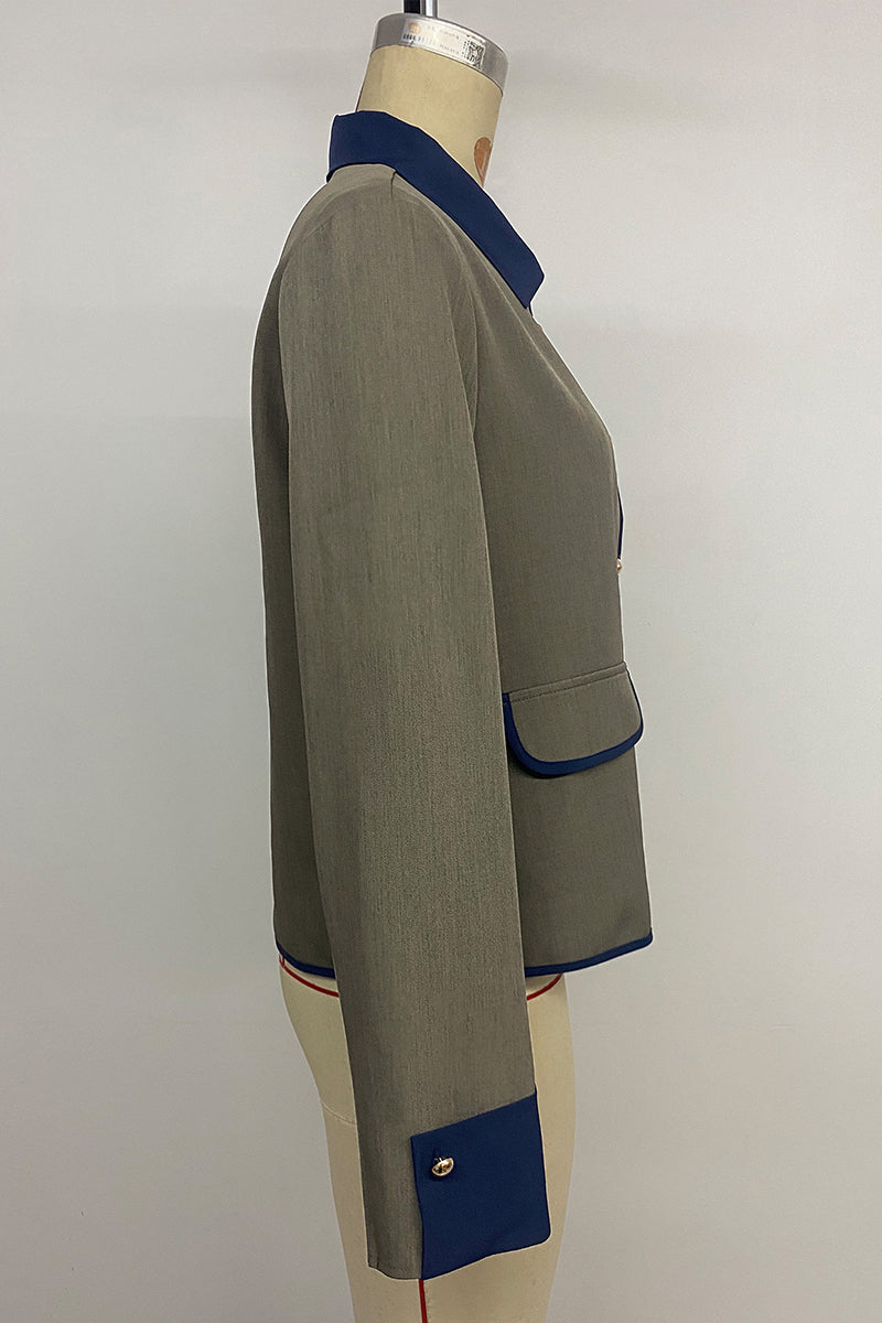 Elegant Contrast Trim Button-Up Blazer