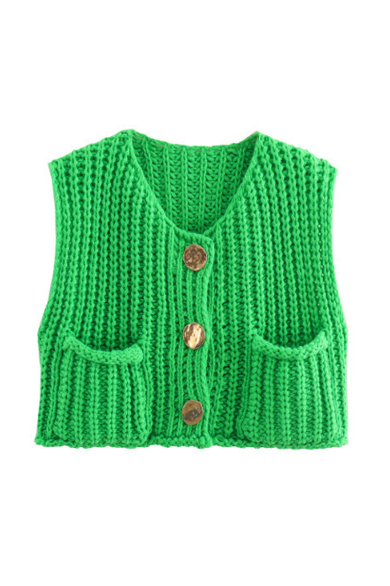 Textured Button-Up Sweater Vest