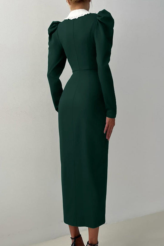 Vintage Double-Breasted Casual Dress