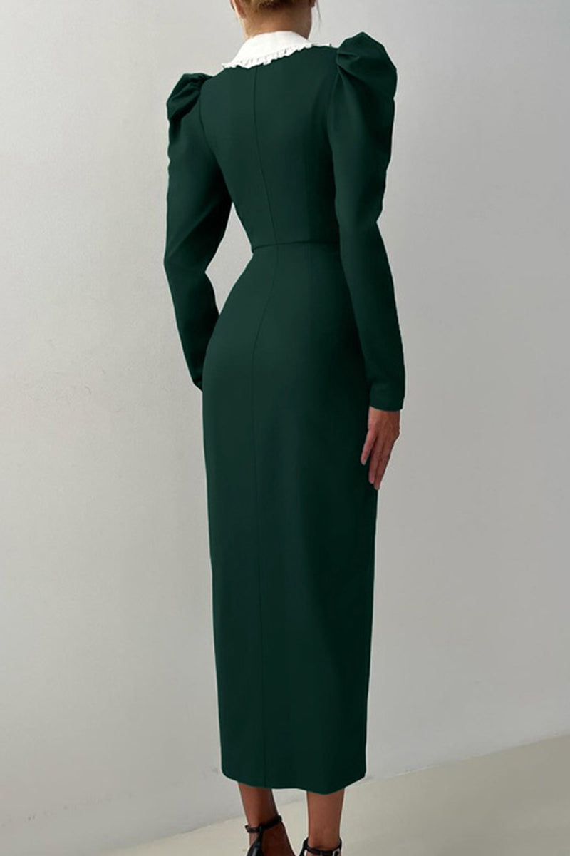 Vintage Double-Breasted Casual Dress