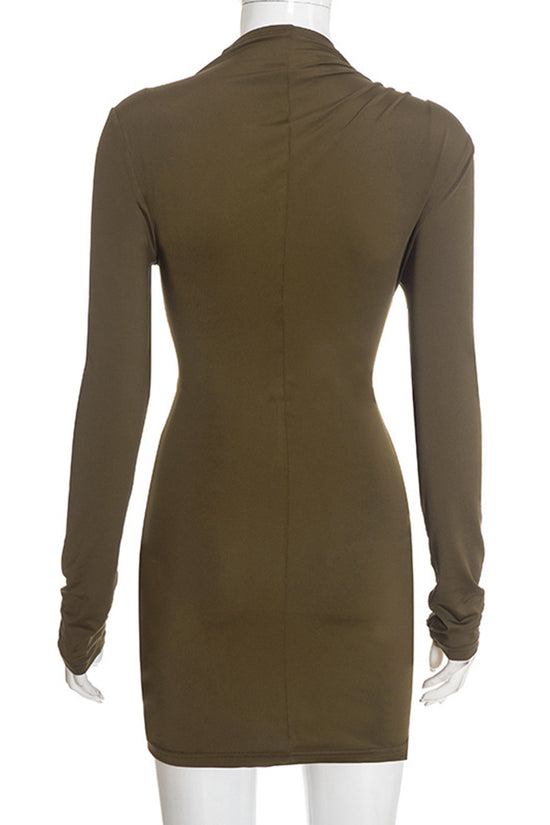 Cutout Twist Front Long Sleeve Dress