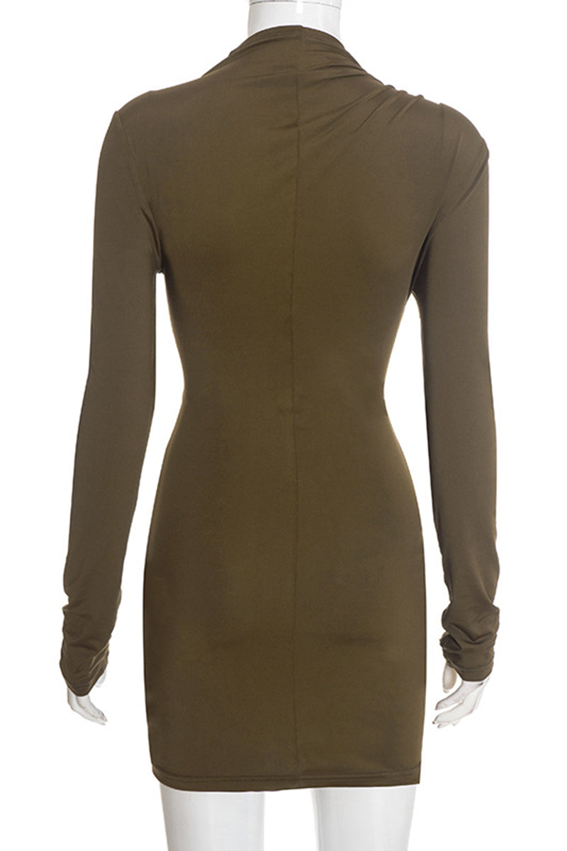 Cutout Twist Front Long Sleeve Dress