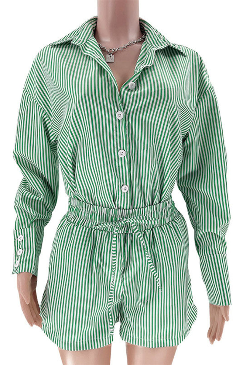 Striped Oversized Shirt and Shorts Set