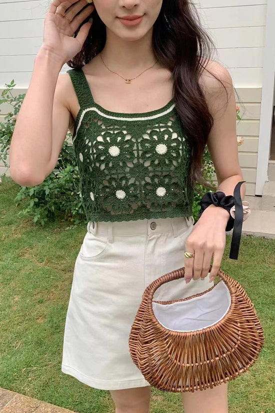 Floral Crochet Applique Tank Top