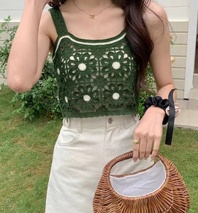 Floral Crochet Applique Tank Top