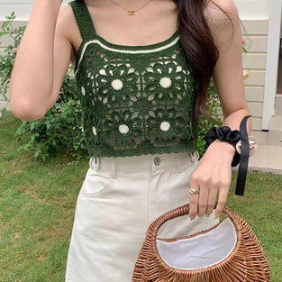 Floral Crochet Applique Tank Top