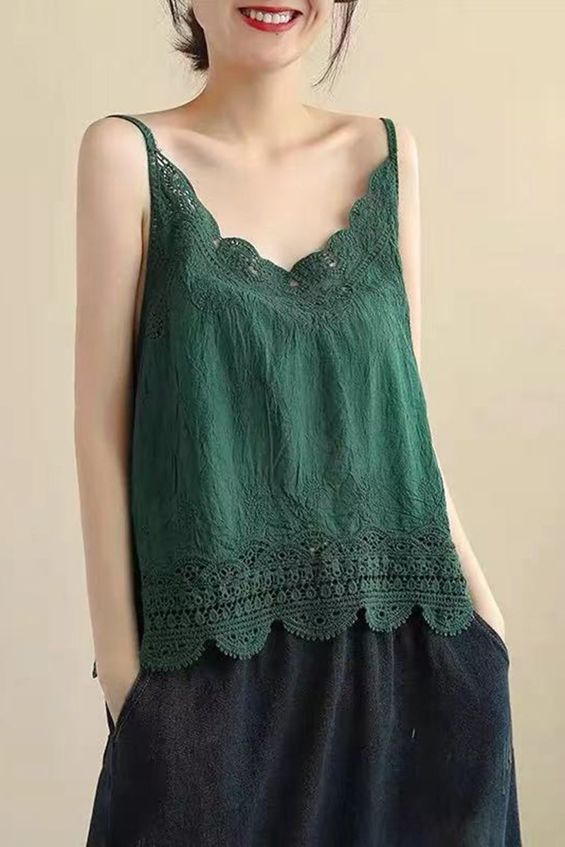 Elegant Lace Trim Tank Top
