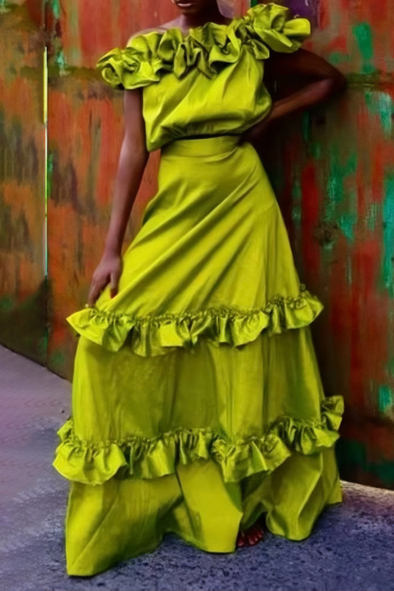 Ruffled Off-Shoulder Maxi Dress