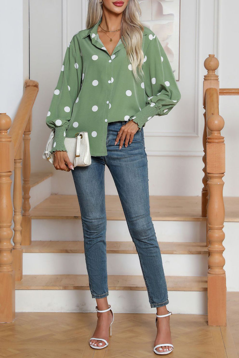 Polka Dot Long Sleeve Blouse