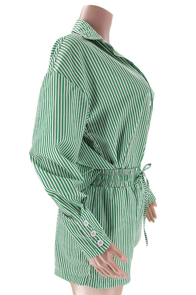 Striped Oversized Shirt and Shorts Set
