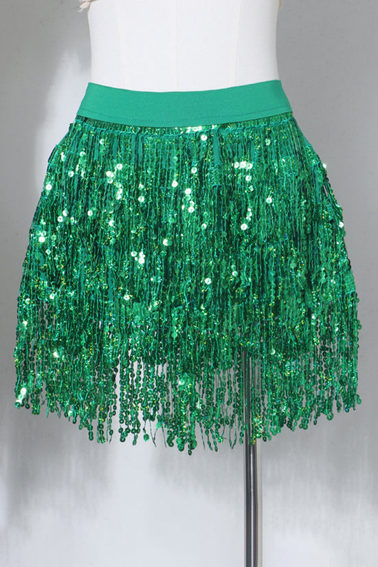 Sequin Fringe Mini Skirt