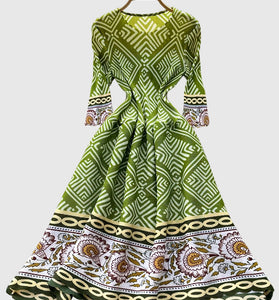 Geometric Floral Long Sleeve Dress