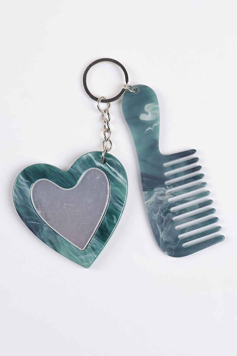 Heart and Comb Keychain Set