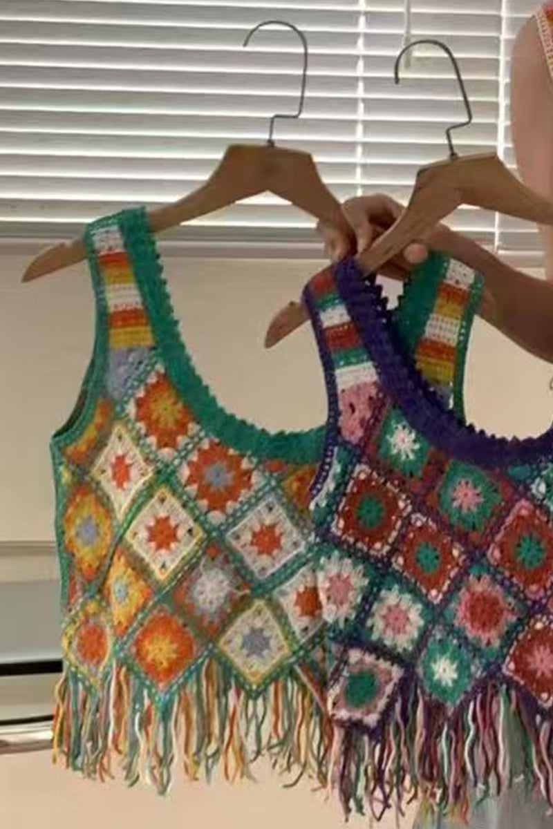 Crochet Floral Patchwork Tank Top