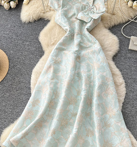 Floral Bow Casual Maxi Dress