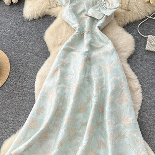 Floral Bow Casual Maxi Dress