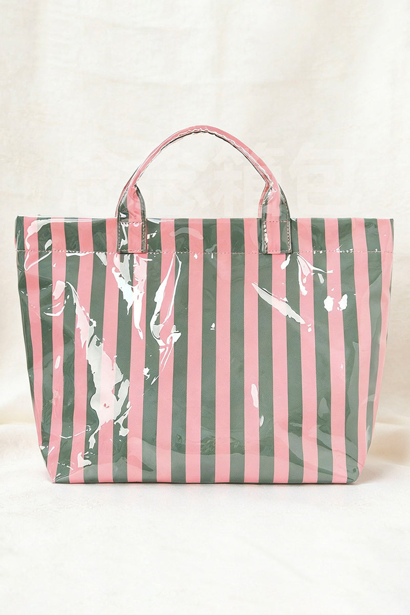 Striped Tote Bag with Glossy Finish