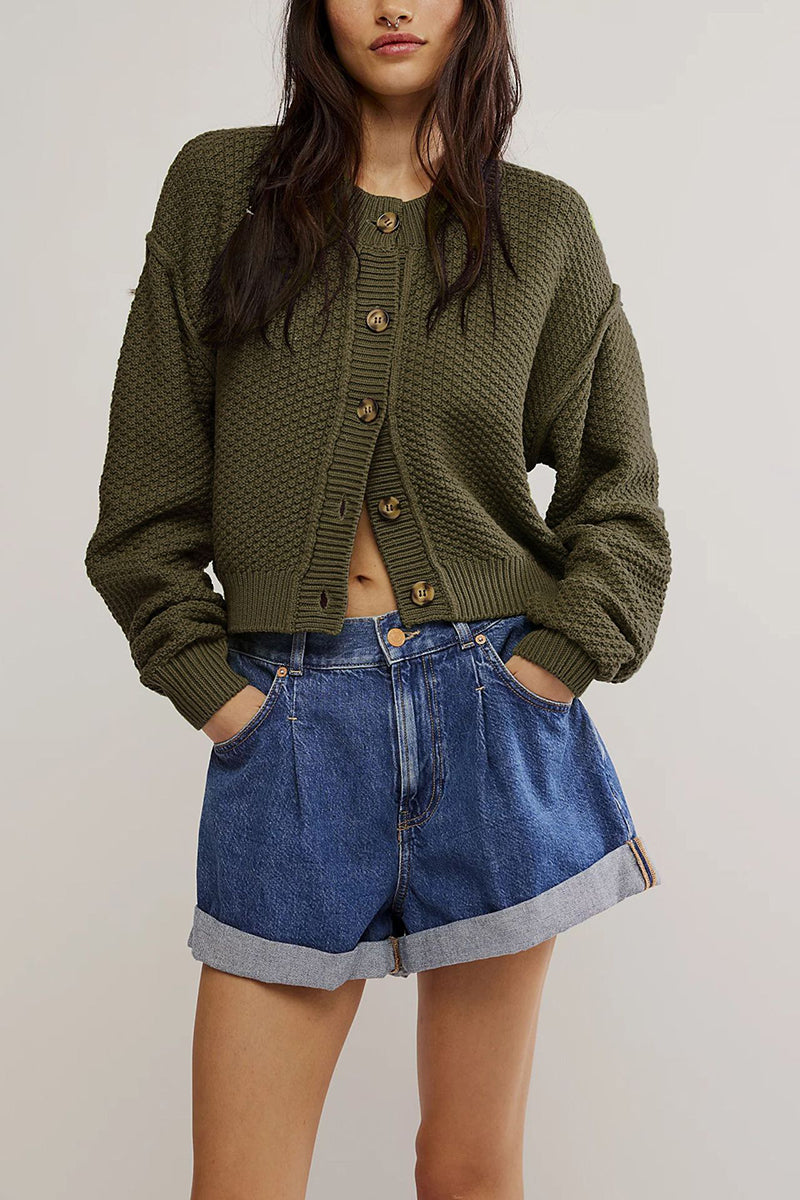 Casual Button-Up Cardigan Sweater