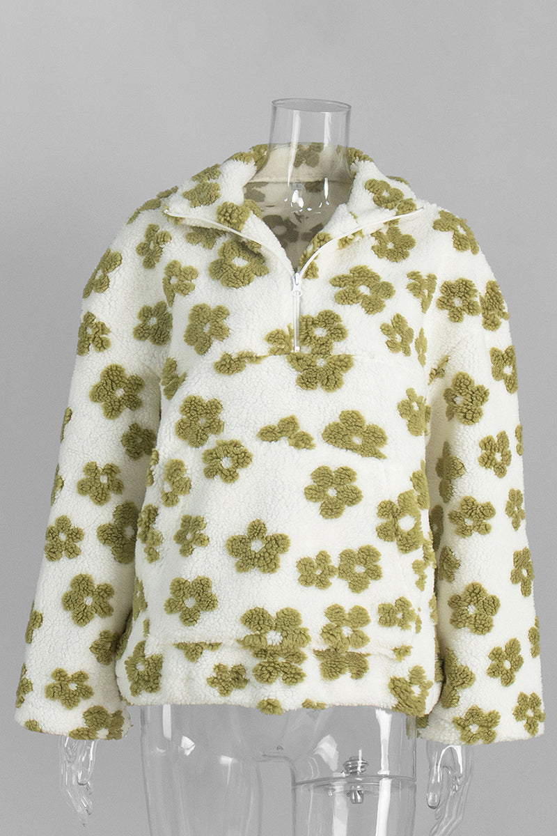 Floral Zip-Up Fleece Jacket