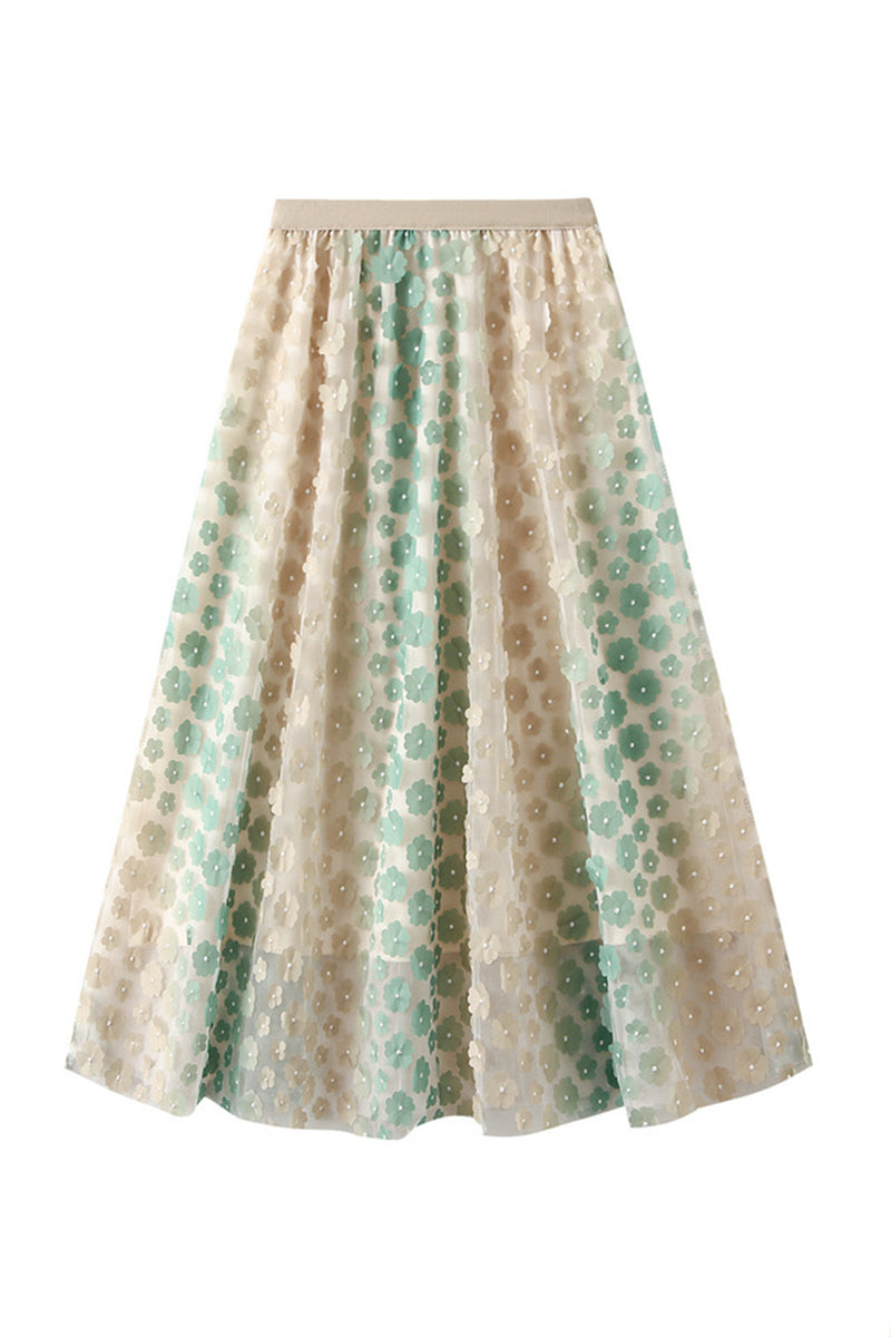 Floral Overlay Flowing Skirt