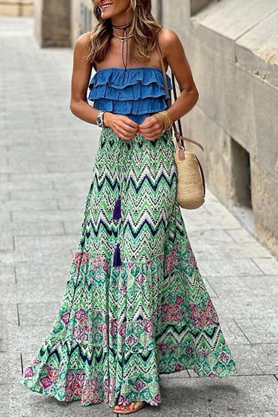 Boho Tiered Casual Maxi Skirt