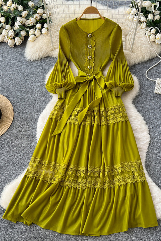 Buttoned Ruffle Sleeve Maxi Dress